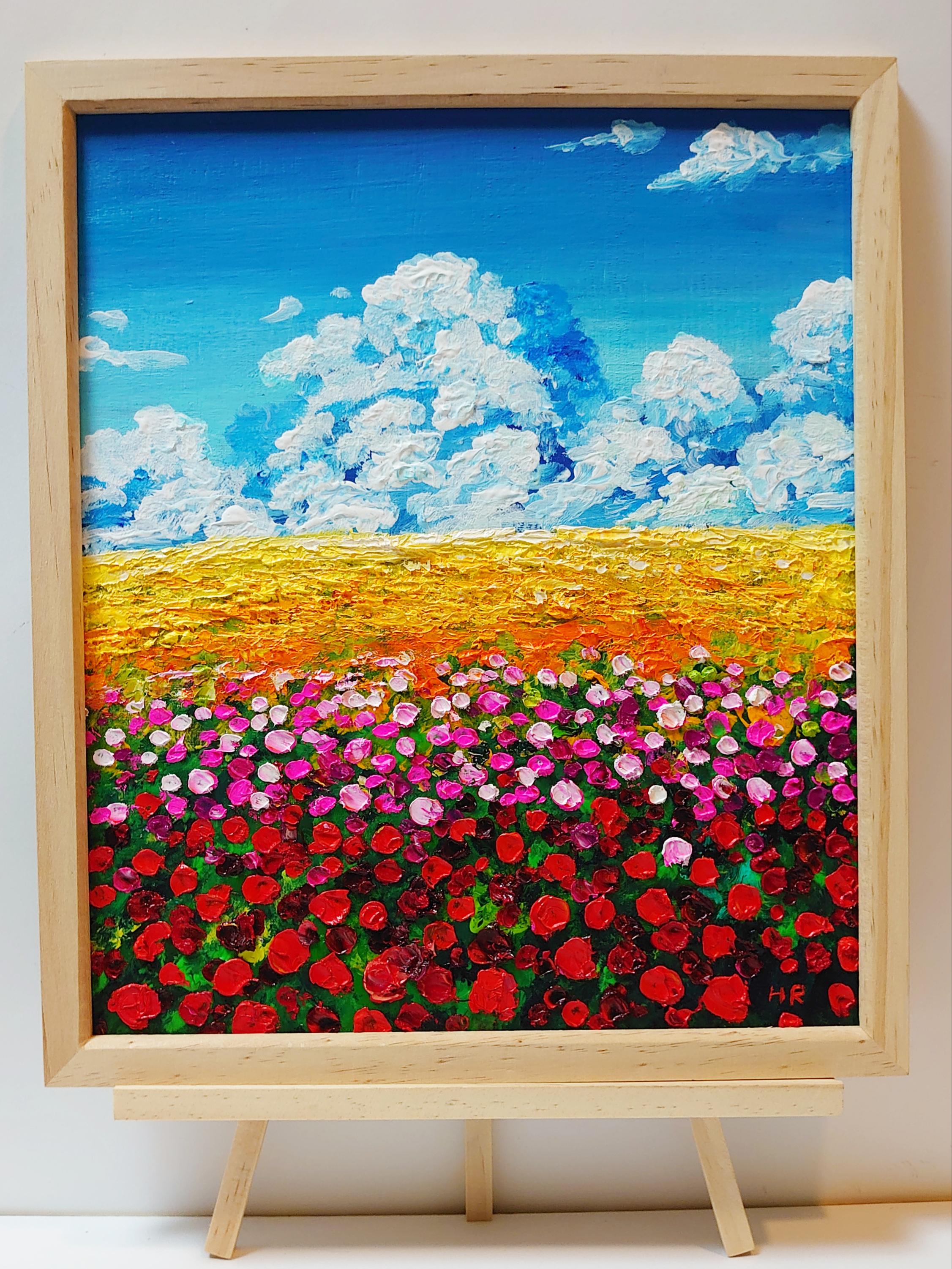 油絵 絵画 【海のお花畑】