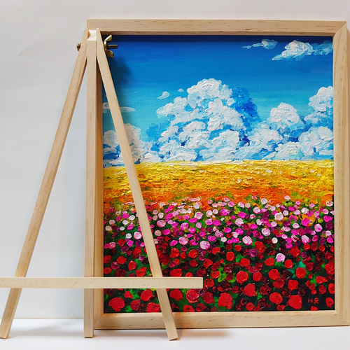 油絵 絵画 【空と雲のお花畑】 絵画 HR 通販 13302254｜Creema