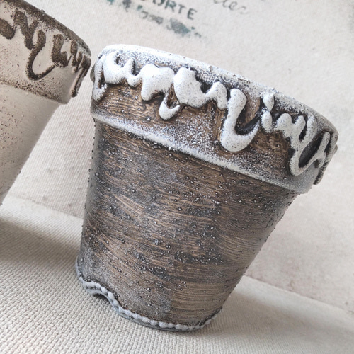 アンティークリメイク鉢Lサイズ×2set 一輪挿し・花瓶・花器 nagimitsu