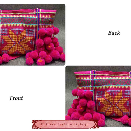 刺繍が美しい手織りのバッグ、斜めがけカバン、フェアトレード商品#102