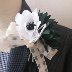 附帶包裝♡海葵花束胸花宣告春天〜法式絲帶〜入學典禮畢業典禮儀式 第1張的照片