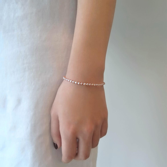 氣質粉紫 米粒淡水珍珠 簡約純銀 可調整手鍊 | 可改 14Kgf 包金 第1張的照片