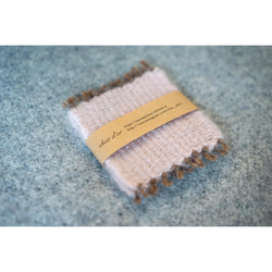 シルクモヘアの手織コースター 2枚セット　ベビーピンク 3枚目の画像