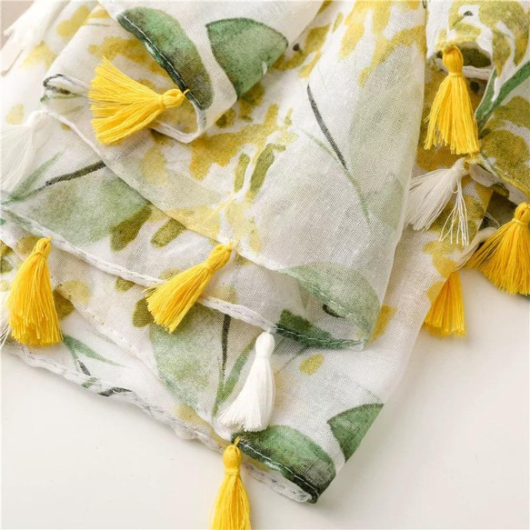 春*夏*ミモザ*黄緑色*ストール*誕生日*プレゼント*母の日ギフト 6枚目の画像