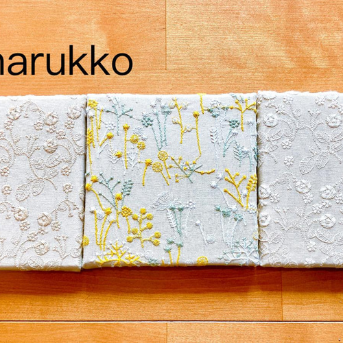 新作！刺繍パネル ミモザとナチュラルハーブ ファブリックパネル