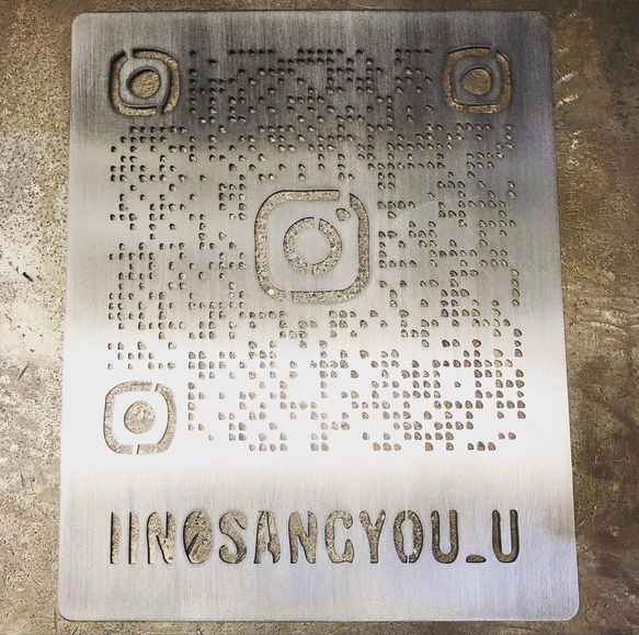 レーザー加工鉄製QRコード看板　インスタ　Instagram　アイアン　おしゃれ　表札　世界に一つ 3枚目の画像