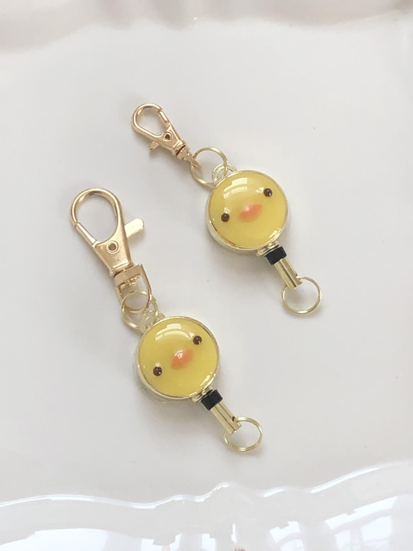 ひよこの コード リールキーホルダー キーホルダー komekiti
