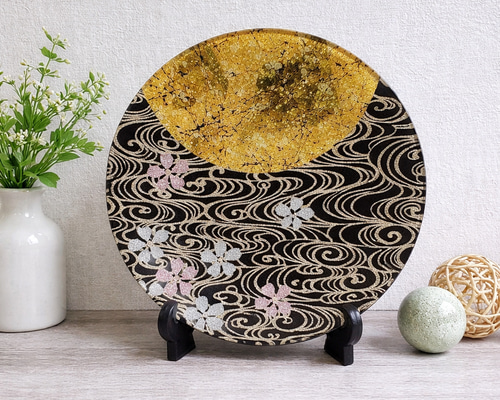 金彩工芸 金彩ガラス皿「月に桜・流水」 小皿 商標登録 をかし 通販