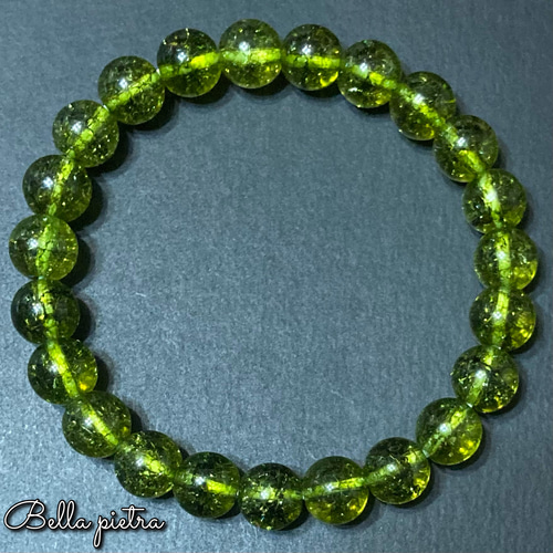 高品質ペリドットクラック水晶ブレスレット 高品質【ペリドットカラークラック水晶】天然石ブレスレット