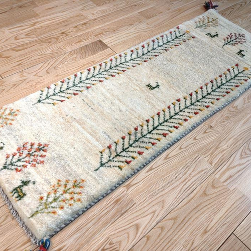 ペルシャ　ギャッベ　ミニランナー　113×45　ライトブラウン　山　生命の木 ペルシャ ギャッベ ミニランナー 113×45 ライトブラウン 山 生命