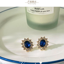 韓国ファッション　ブルージュエリーのイヤリング　ノンホール　アクセサリー　-8018 6枚目の画像