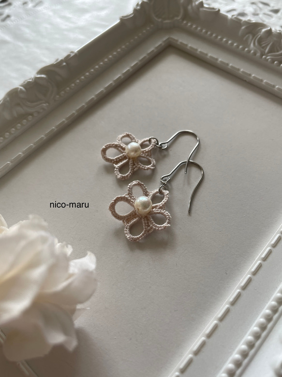レースの耳飾り《…Nem' oubliez pas◇サクラ》❇︎ sweet beige