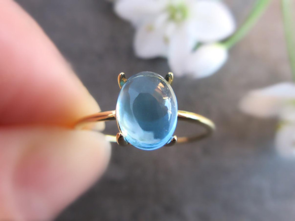 [再次上架] 8 x 6 毫米美麗的「藍色托帕石」戒指 [銀色可用] 第7張的照片