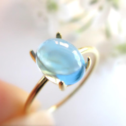 [再次上架] 8 x 6 毫米美麗的「藍色托帕石」戒指 [銀色可用] 第13張的照片