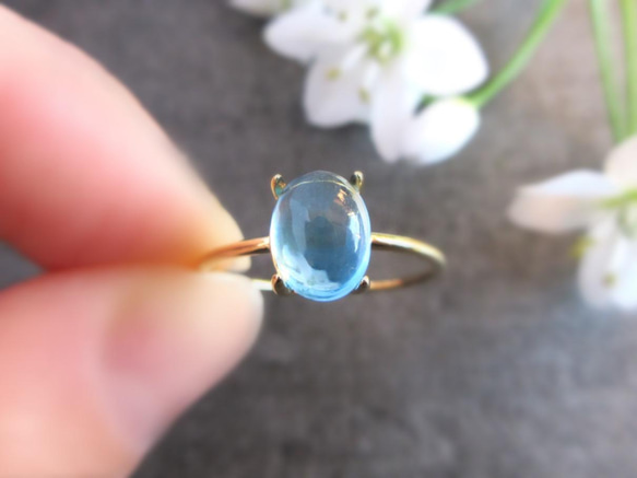 [再次上架] 8 x 6 毫米美麗的「藍色托帕石」戒指 [銀色可用] 第6張的照片