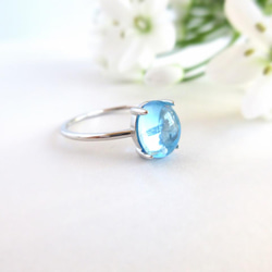 [再次上架] 8 x 6 毫米美麗的「藍色托帕石」戒指 [銀色可用] 第20張的照片