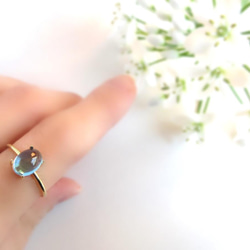 [再次上架] 8 x 6 毫米美麗的「藍色托帕石」戒指 [銀色可用] 第12張的照片