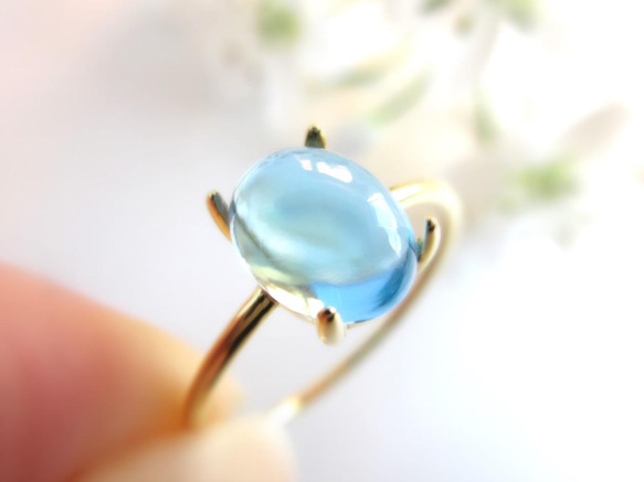 [再次上架] 8 x 6 毫米美麗的「藍色托帕石」戒指 [銀色可用] 第9張的照片