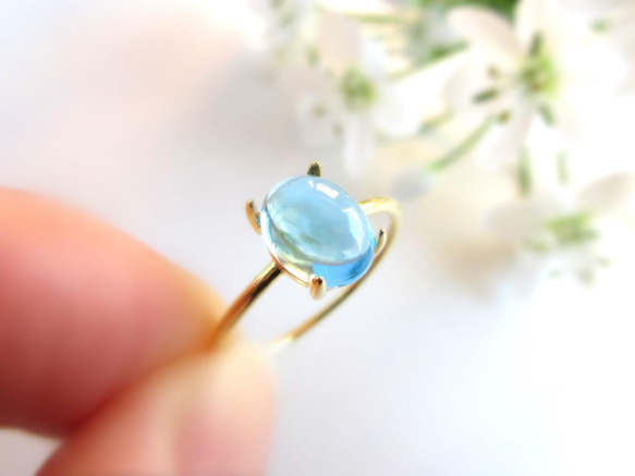 [再次上架] 8 x 6 毫米美麗的「藍色托帕石」戒指 [銀色可用] 第1張的照片