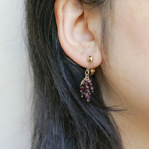 14KGF きらめくぶどうのイヤリング/ピアス::アメジスト イヤリング