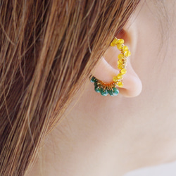 イヤーカフ コーデセット「Mimosa+drop」天然石　カルセドニー　パール　 5枚目の画像