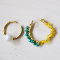 イヤーカフ コーデセット「Mimosa+drop」天然石　カルセドニー　パール　 3枚目の画像