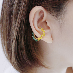 イヤーカフ コーデセット「Mimosa+drop」天然石　カルセドニー　パール　 4枚目の画像