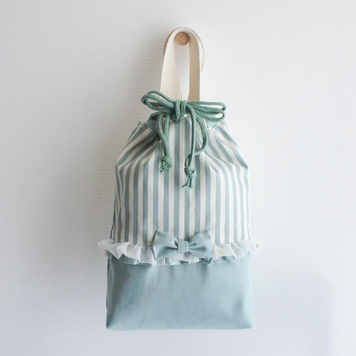 ｊｕｎ！花柄フリルレッスンバッグ+上履き袋+体操服袋　ミントグリーン jun様専用！花柄フリルレッスンバッグ+上履き袋+体操服袋 ミント