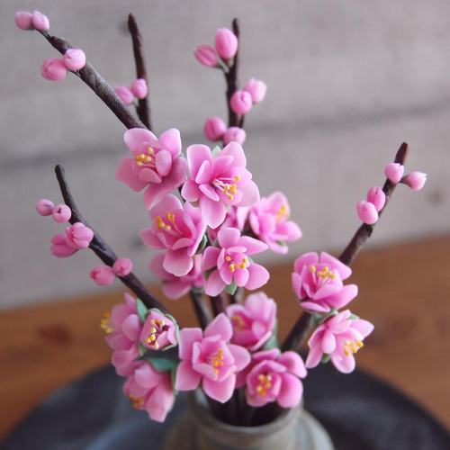 ◇粘土のお花◇ 桃 壺 U639 アートフラワー Old-Fantasy 通販