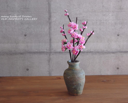 ◇粘土のお花◇ 桃 壺 U639 アートフラワー Old-Fantasy 通販 13304651