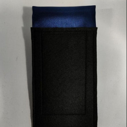 メンズポケットチーフ　ネイビー濃紺光沢サテン3点セット 2枚目の画像
