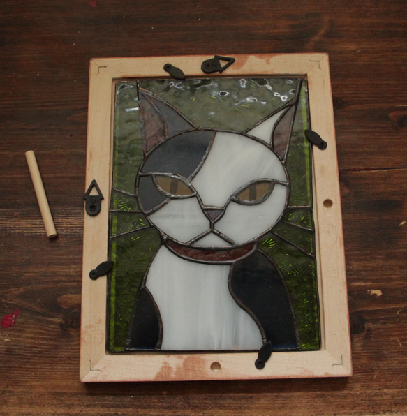 猫のステンドグラス　白黒猫2 7枚目の画像