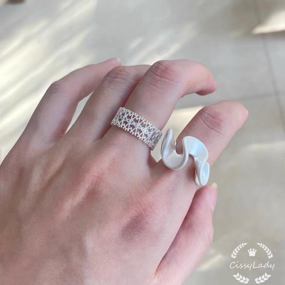 シルバー　透かすレース　指輪　リング　ring フリーサイズ　 6枚目の画像