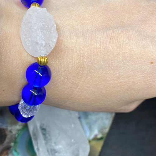 シベリアンブルークォーツとジオード ルチルクォーツ くるブレス