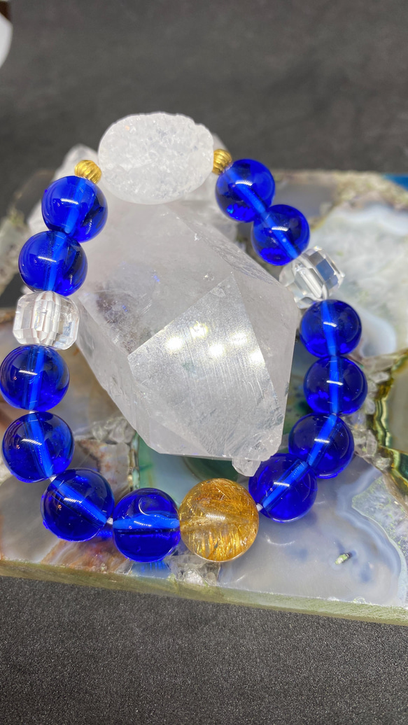 シベリアンブルークォーツとジオード ルチルクォーツ くるブレス