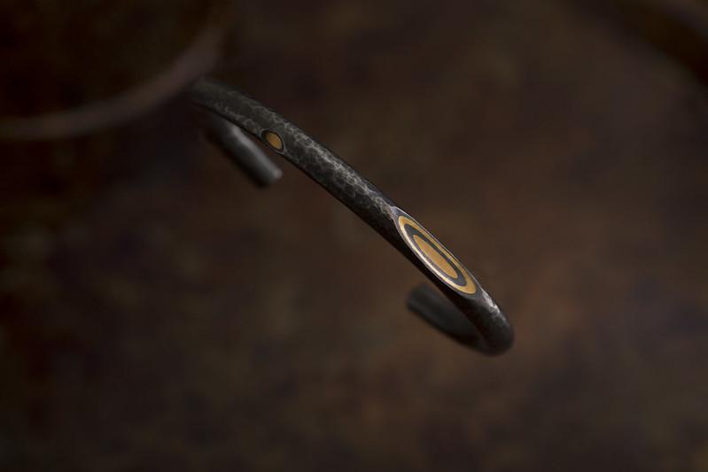 リバースムーンブレスレット木目金バングル