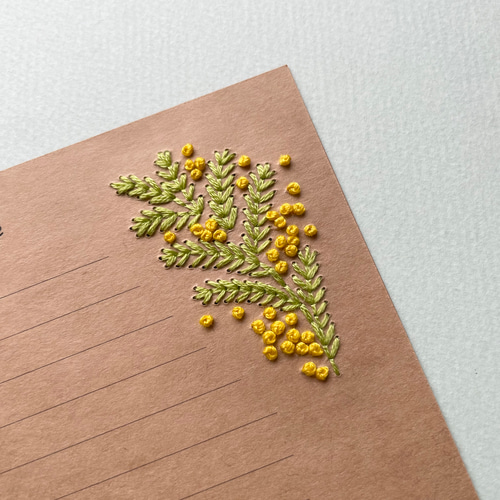 ♡ミモザ・アカシアの花♡メッセージカード♡紙刺繍♡バースデーカード