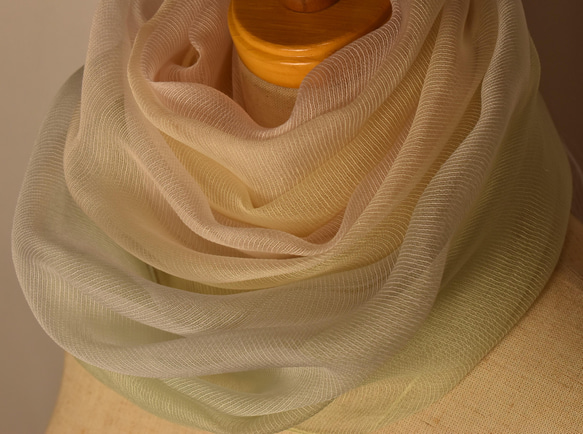 　新作　絹綿麻ストール「優しいさわやか色」 5枚目の画像