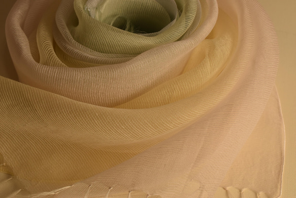 　新作　絹綿麻ストール「優しいさわやか色」 6枚目の画像