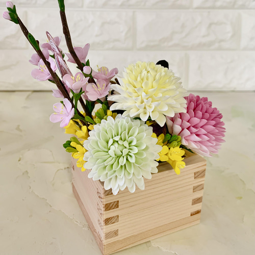 クレイのミニミニお雛様アレンジ 升 ひな人形・雛飾り Clay art AYA