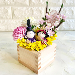 クレイのミニミニお雛様アレンジ 升 ひな人形・雛飾り Clay art AYA