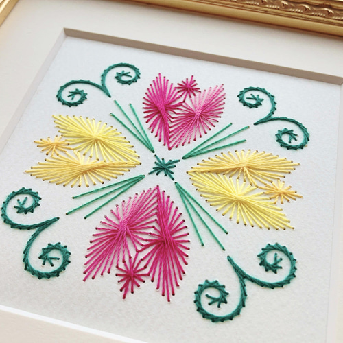 春の刺繍アート　額付き 紙刺繍アート作品「春の訪れ」 その他アート 刺繍のFilagile 通販