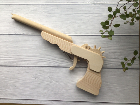 10連射式 輪ゴム鉄砲 木のおもちゃ ピストル 輪ごむ鉄砲 わごむ