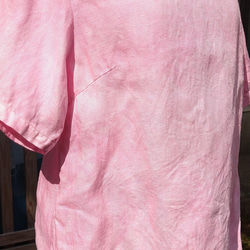春の新作　伝統の紅花染　ヘンプ１００％布帛のTシャツ　レディース　L サイズ 5枚目の画像