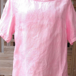 春の新作　伝統の紅花染　ヘンプ１００％布帛のTシャツ　レディース　L サイズ 4枚目の画像