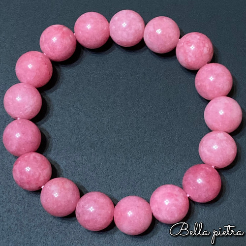 高品質【ロードナイト】天然石ブレスレット☆薔薇輝石 12.2mm