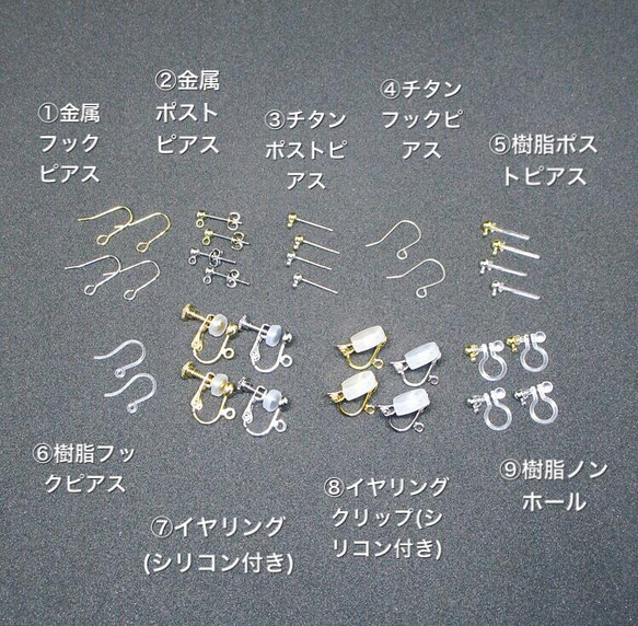 青のマーブル模様の連なり耳飾り アレルギー対応 イヤリング クリップ 樹脂ノンホール 樹脂イヤリング チタン 12枚目の画像