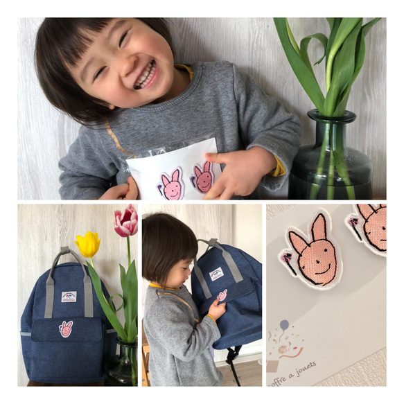 子供の絵刺繍ワッペン(2枚1セット)入園・入学・母の日・父の日・お祝い返し・記念日・誕生日・プレゼント・名入れOK 8枚目の画像