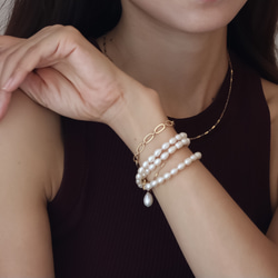 珍珠橢圓鏈五向項鍊（低致敏性） 第14張的照片