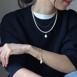 珍珠橢圓鏈五向項鍊（低致敏性） 第9張的照片